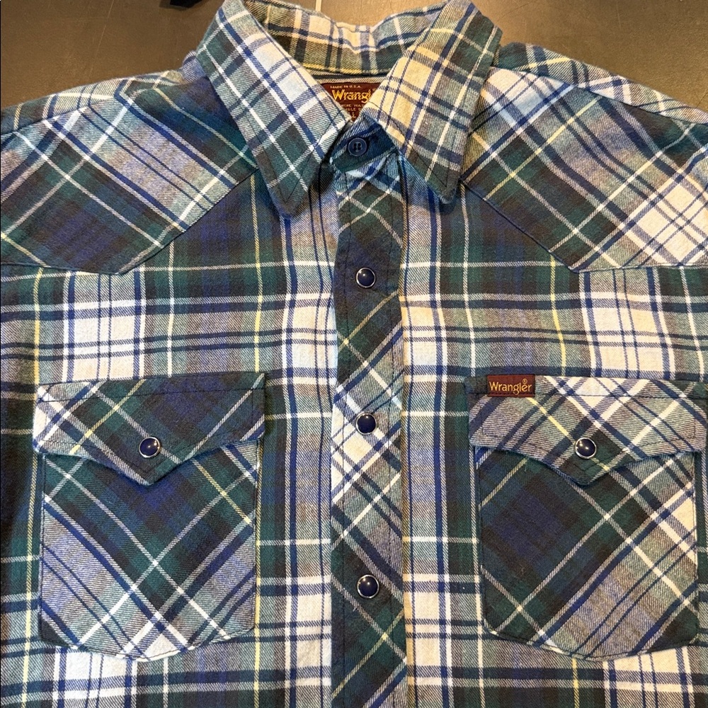 WRANGLER TALL MAN PEARL SNAP FLANNEL PLAID SHIRT